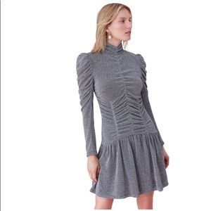 NWOT Rebecca Taylor Silver Mock Neck Mini Dress